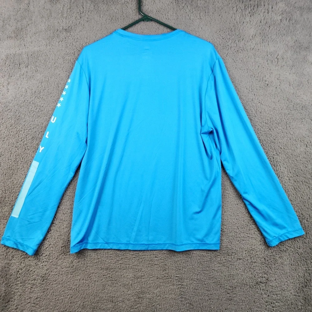Hurley Long Sleeve Shirt Mens Medium Blue Stretch Graphic Performance Tee